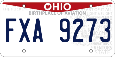 OH license plate FXA9273