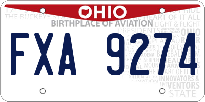 OH license plate FXA9274