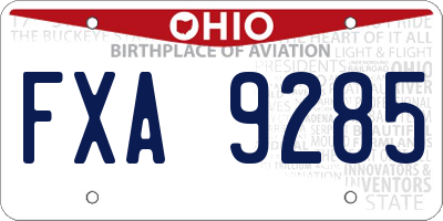 OH license plate FXA9285