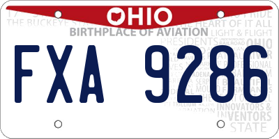 OH license plate FXA9286