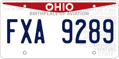OH license plate FXA9289