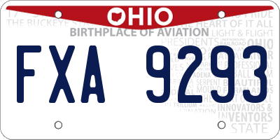 OH license plate FXA9293