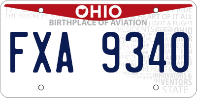 OH license plate FXA9340