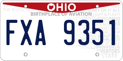 OH license plate FXA9351