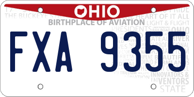 OH license plate FXA9355