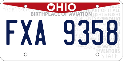 OH license plate FXA9358