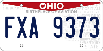 OH license plate FXA9373