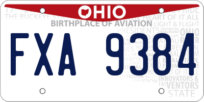 OH license plate FXA9384