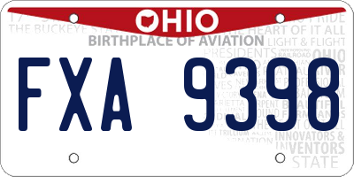 OH license plate FXA9398