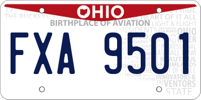 OH license plate FXA9501