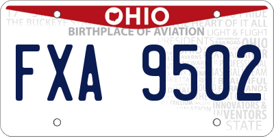 OH license plate FXA9502