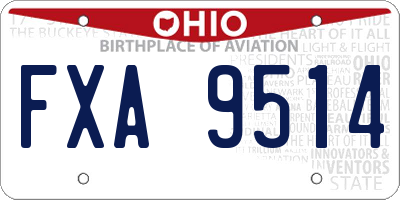 OH license plate FXA9514