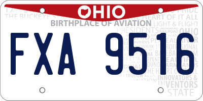 OH license plate FXA9516