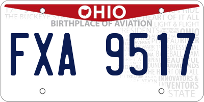 OH license plate FXA9517