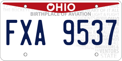 OH license plate FXA9537