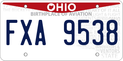 OH license plate FXA9538