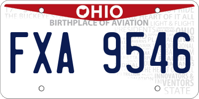 OH license plate FXA9546