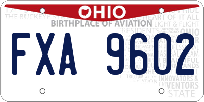 OH license plate FXA9602