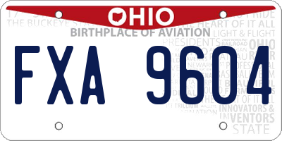 OH license plate FXA9604