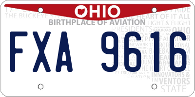 OH license plate FXA9616