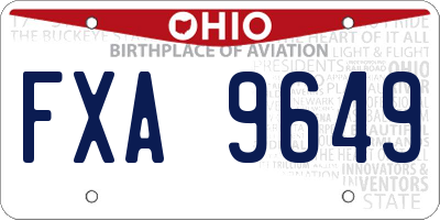 OH license plate FXA9649
