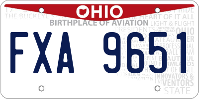 OH license plate FXA9651