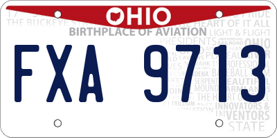 OH license plate FXA9713