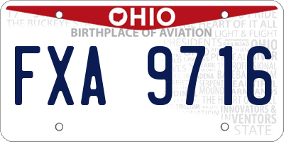 OH license plate FXA9716