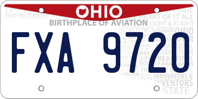 OH license plate FXA9720