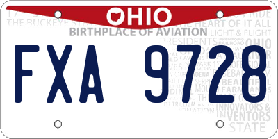 OH license plate FXA9728