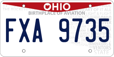 OH license plate FXA9735