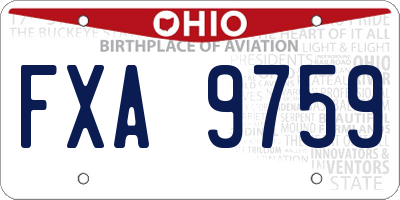 OH license plate FXA9759