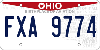 OH license plate FXA9774