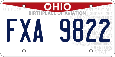 OH license plate FXA9822