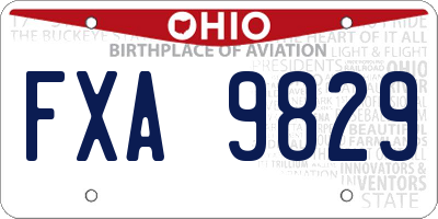 OH license plate FXA9829