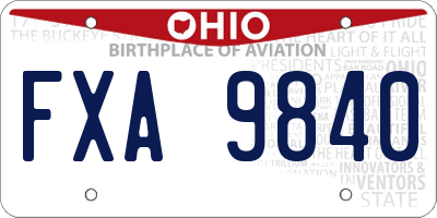 OH license plate FXA9840