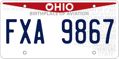 OH license plate FXA9867