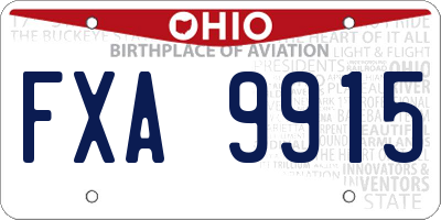 OH license plate FXA9915