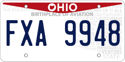 OH license plate FXA9948