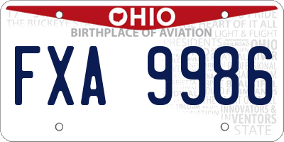 OH license plate FXA9986