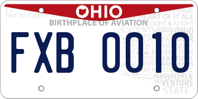 OH license plate FXB0010