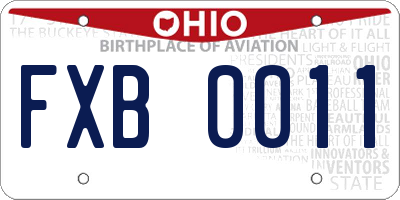 OH license plate FXB0011