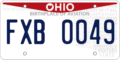 OH license plate FXB0049