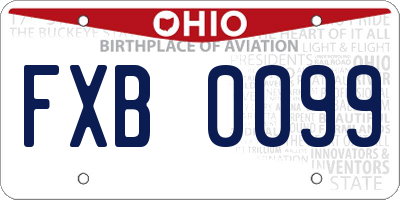 OH license plate FXB0099