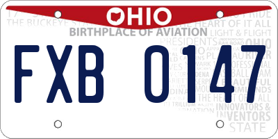 OH license plate FXB0147