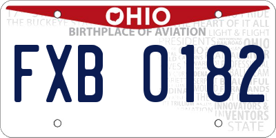 OH license plate FXB0182