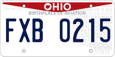 OH license plate FXB0215