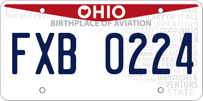 OH license plate FXB0224