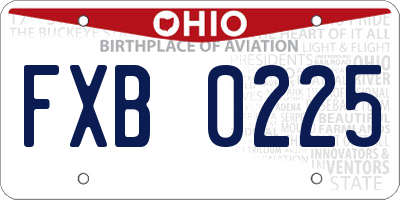 OH license plate FXB0225