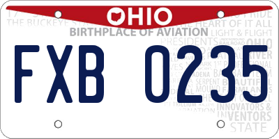 OH license plate FXB0235
